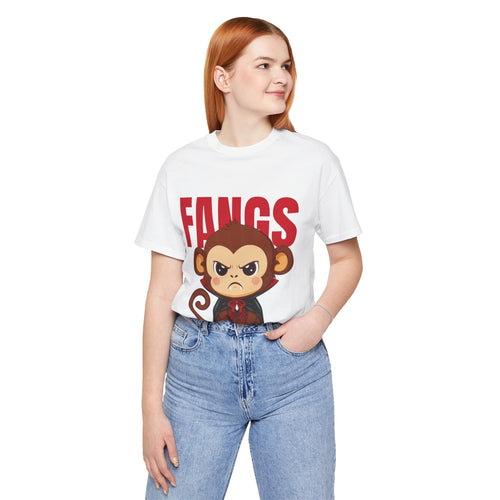 'Fangs' Monkey - Halloween T-Shirt - Fun Graphic T-Shirt, Halloween Costume, Gift for Kids, Animal Lover Apparel, Casual Wear