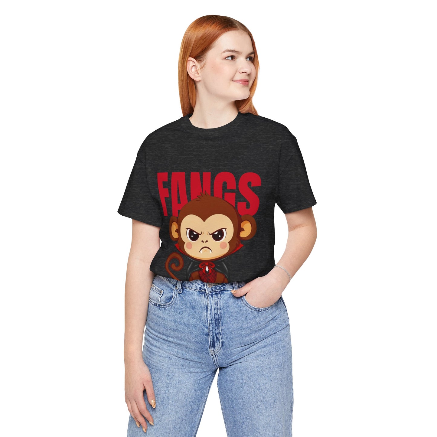 'Fangs' Monkey - Halloween T-Shirt - Fun Graphic T-Shirt, Halloween Costume, Gift for Kids, Animal Lover Apparel, Casual Wear