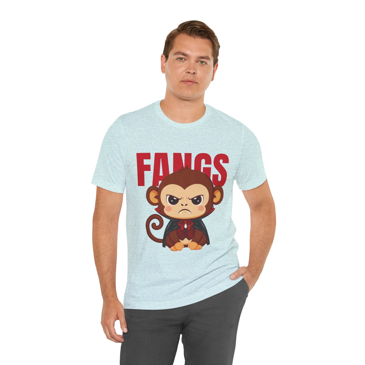 'Fangs' Monkey - Halloween T-Shirt - Fun Graphic T-Shirt, Halloween Costume, Gift for Kids, Animal Lover Apparel, Casual Wear
