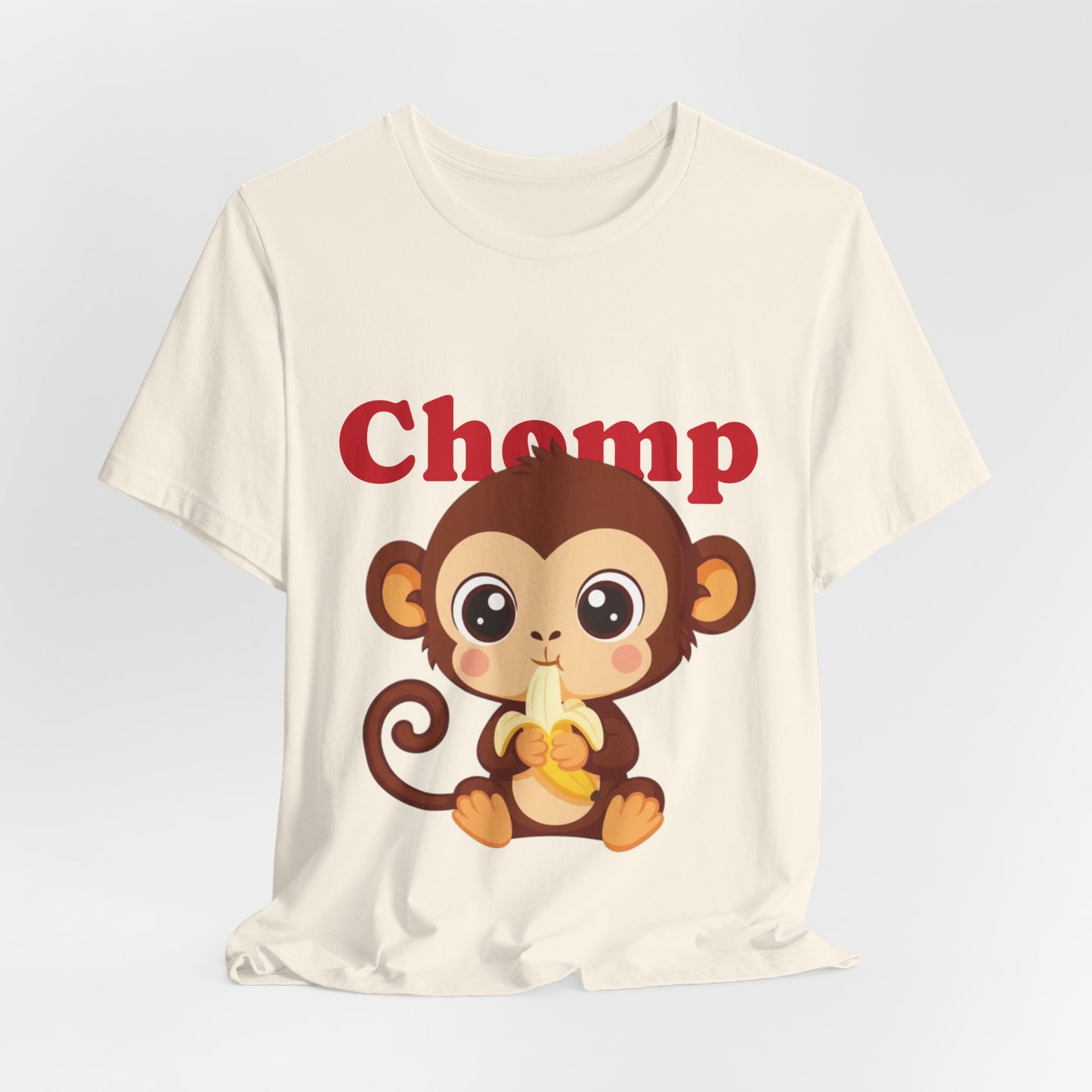 Cute Monkey Tee, Chomp Short Sleeve T-Shirt, Funny Animal Shirt, Unique Gift for Kids, Birthday Outfit, Fun Casual Wear