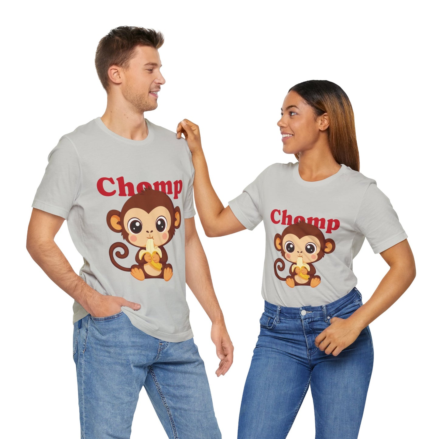 Cute Monkey Tee, Chomp Short Sleeve T-Shirt, Funny Animal Shirt, Unique Gift for Kids, Birthday Outfit, Fun Casual Wear