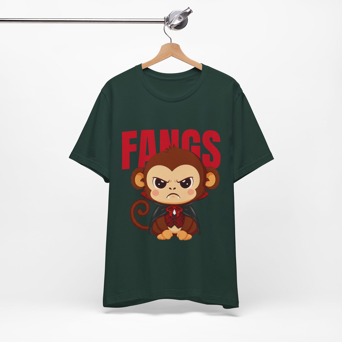 'Fangs' Monkey - Halloween T-Shirt - Fun Graphic T-Shirt, Halloween Costume, Gift for Kids, Animal Lover Apparel, Casual Wear