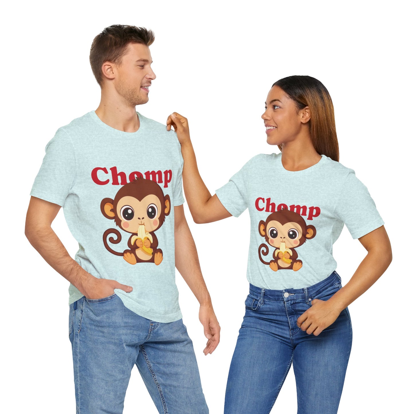Cute Monkey Tee, Chomp Short Sleeve T-Shirt, Funny Animal Shirt, Unique Gift for Kids, Birthday Outfit, Fun Casual Wear