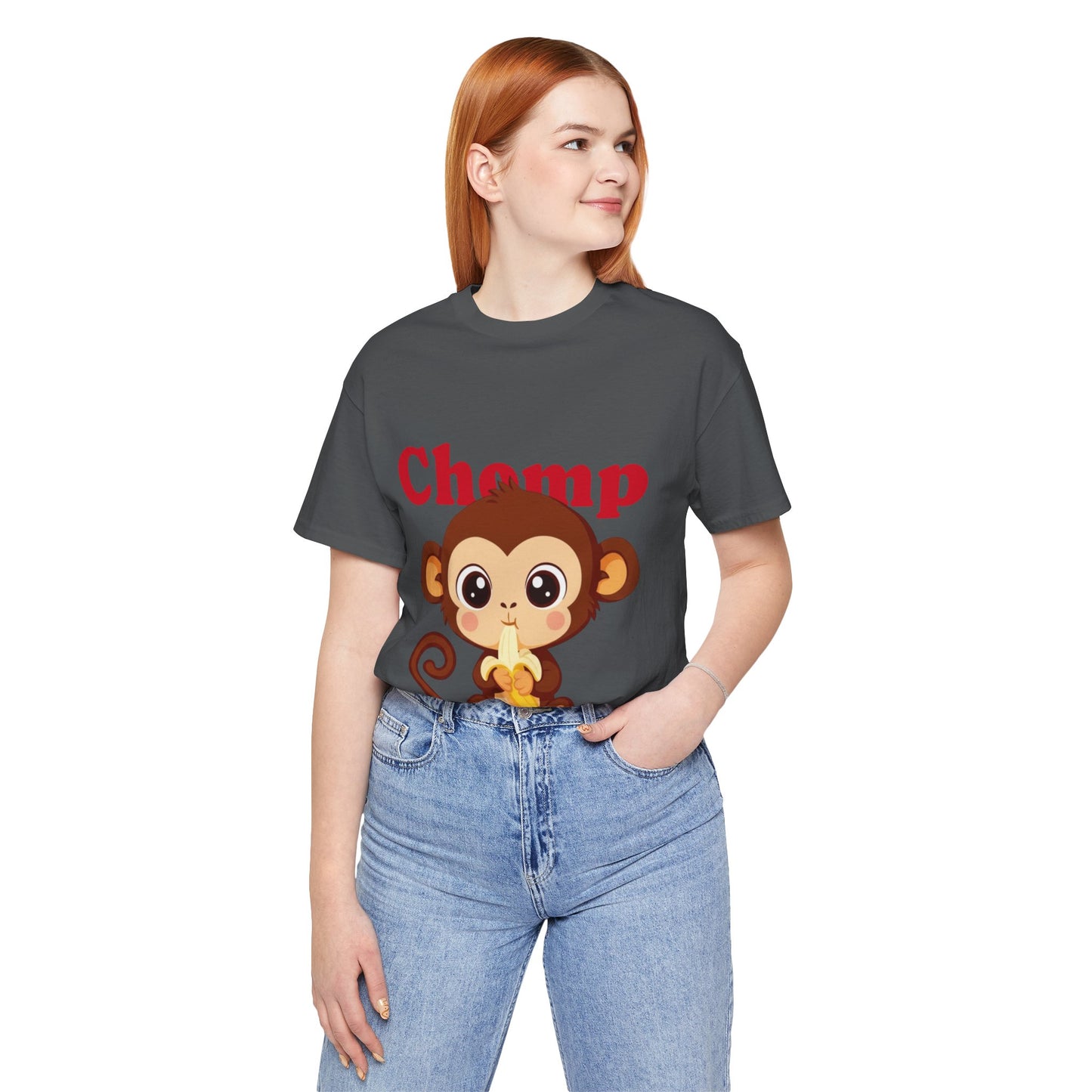 Cute Monkey Tee, Chomp Short Sleeve T-Shirt, Funny Animal Shirt, Unique Gift for Kids, Birthday Outfit, Fun Casual Wear