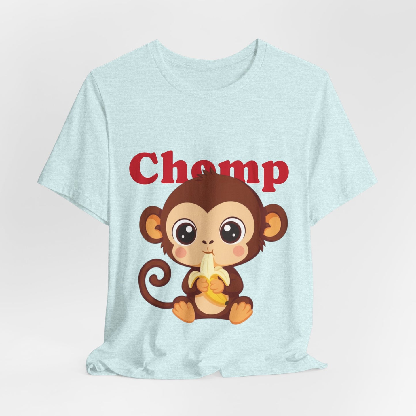 Cute Monkey Tee, Chomp Short Sleeve T-Shirt, Funny Animal Shirt, Unique Gift for Kids, Birthday Outfit, Fun Casual Wear