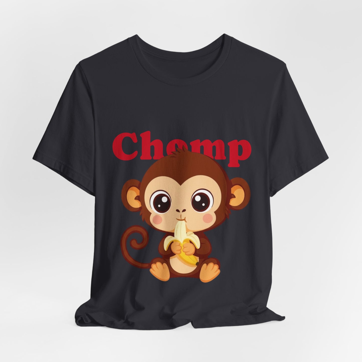 Cute Monkey Tee, Chomp Short Sleeve T-Shirt, Funny Animal Shirt, Unique Gift for Kids, Birthday Outfit, Fun Casual Wear
