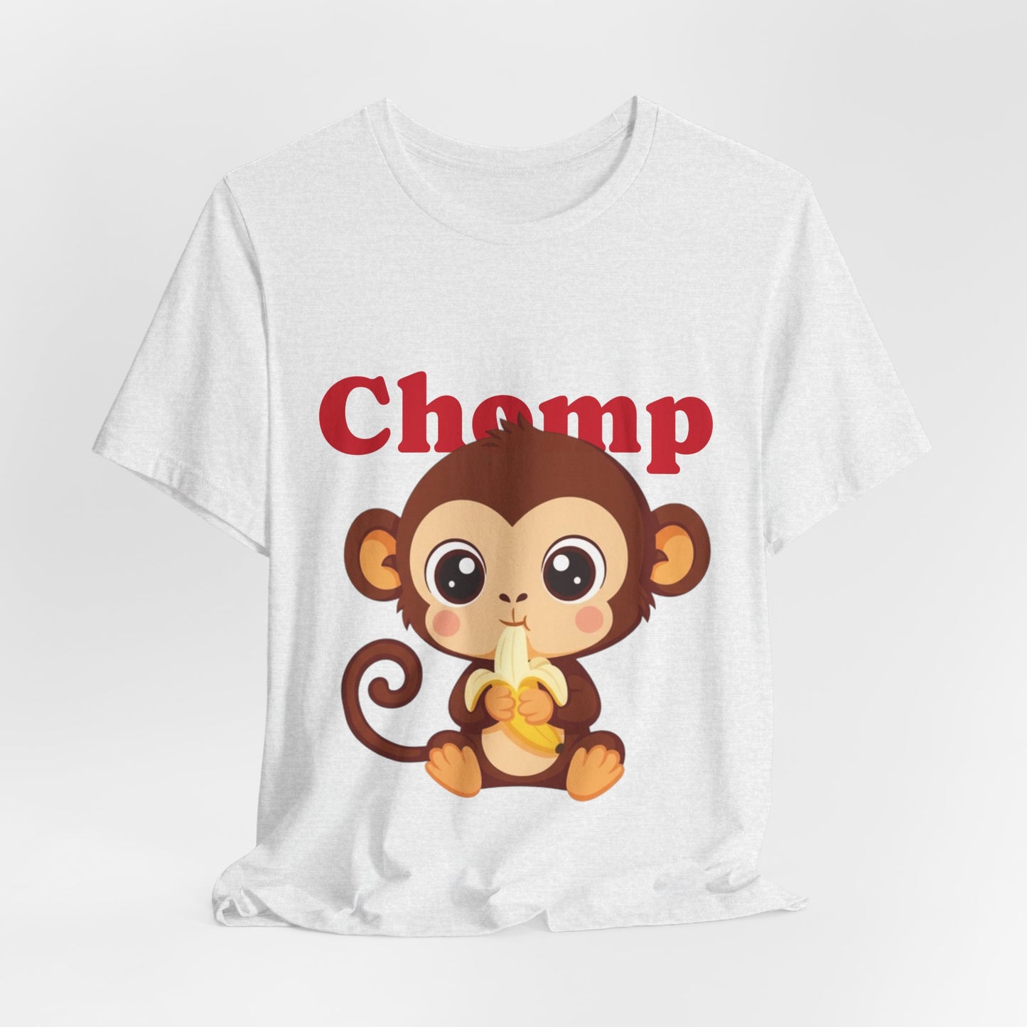 Cute Monkey Tee, Chomp Short Sleeve T-Shirt, Funny Animal Shirt, Unique Gift for Kids, Birthday Outfit, Fun Casual Wear