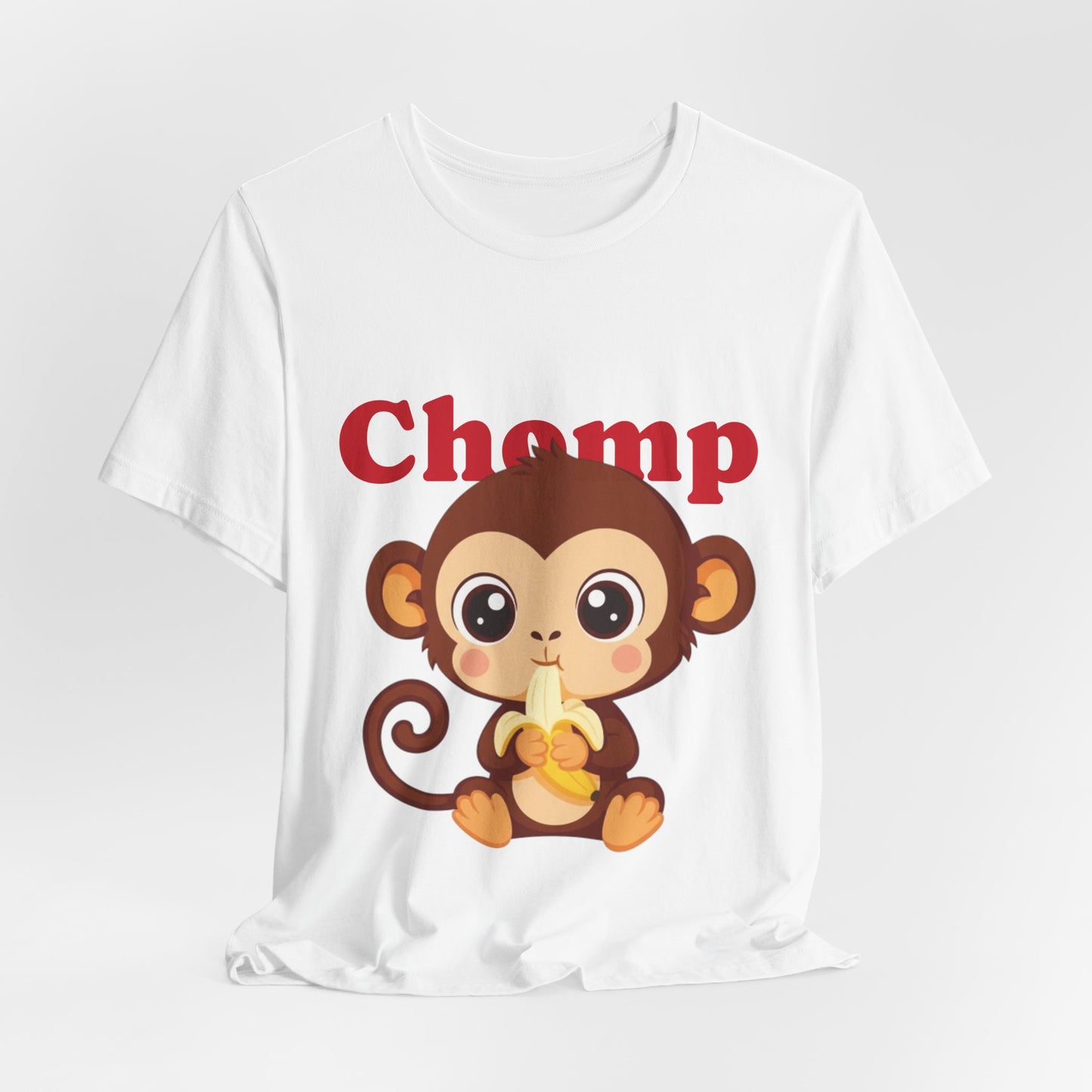 Cute Monkey Tee, Chomp Short Sleeve T-Shirt, Funny Animal Shirt, Unique Gift for Kids, Birthday Outfit, Fun Casual Wear