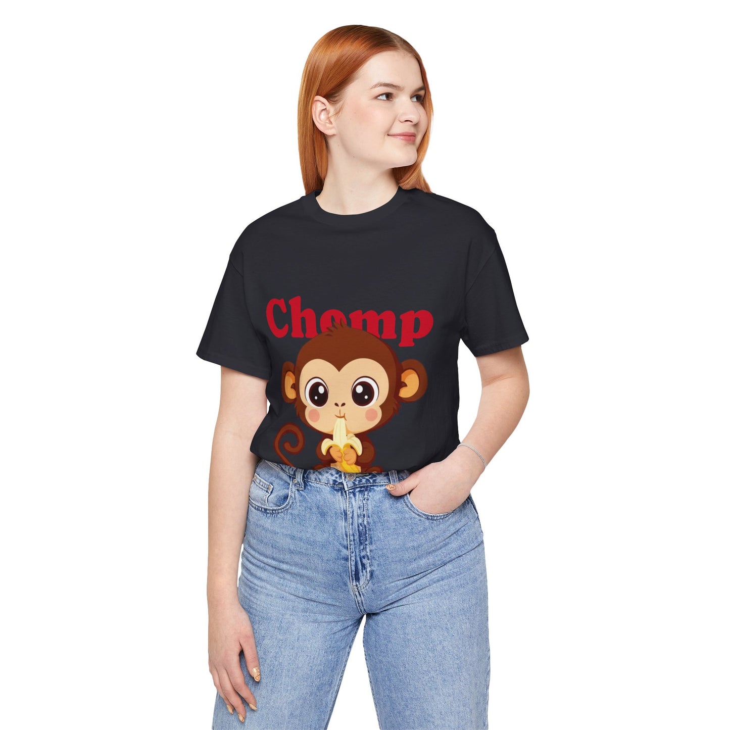 Cute Monkey Tee, Chomp Short Sleeve T-Shirt, Funny Animal Shirt, Unique Gift for Kids, Birthday Outfit, Fun Casual Wear