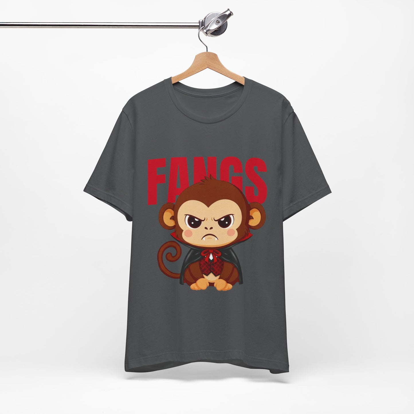 'Fangs' Monkey - Halloween T-Shirt - Fun Graphic T-Shirt, Halloween Costume, Gift for Kids, Animal Lover Apparel, Casual Wear