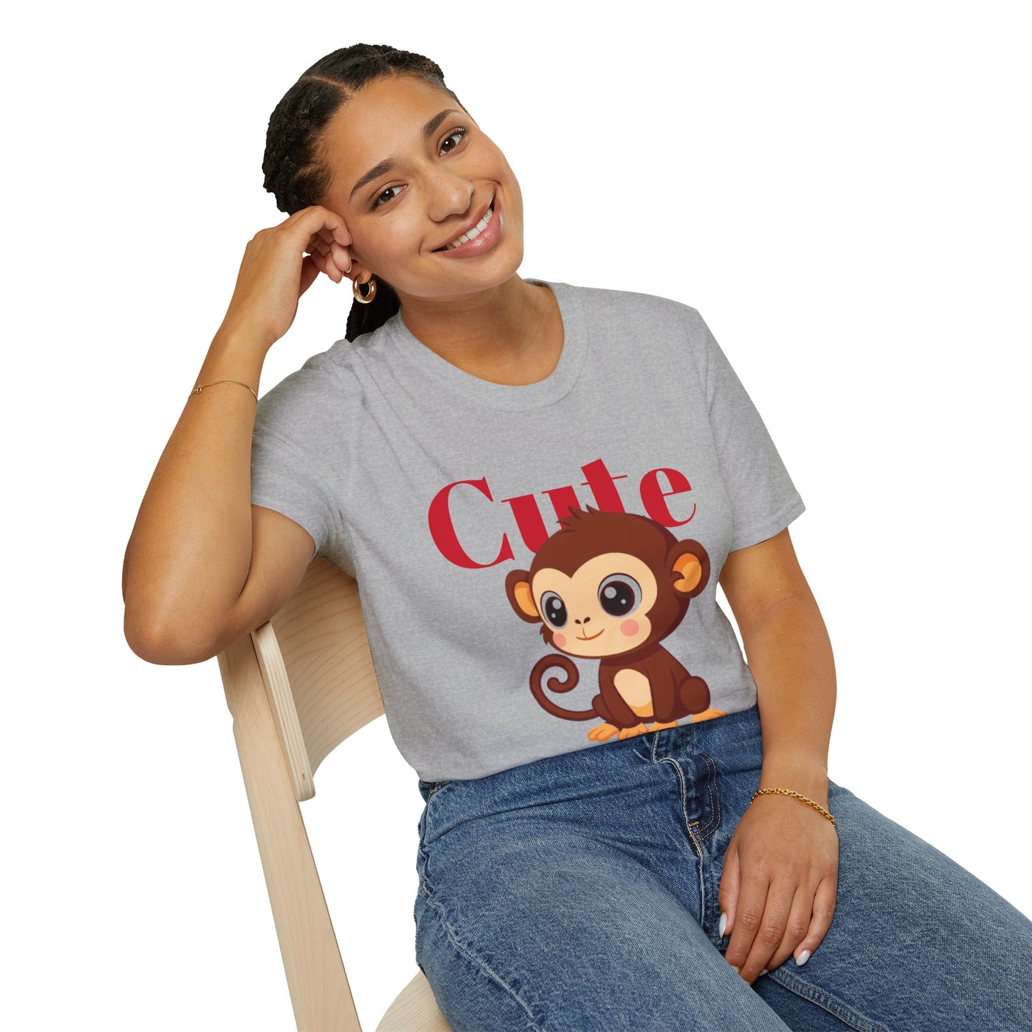 Cute Monkey Unisex T-Shirt, Animal Lover Gift, Fun Casual Wear, Kids Birthday Shirt, Playful Graphic Tee