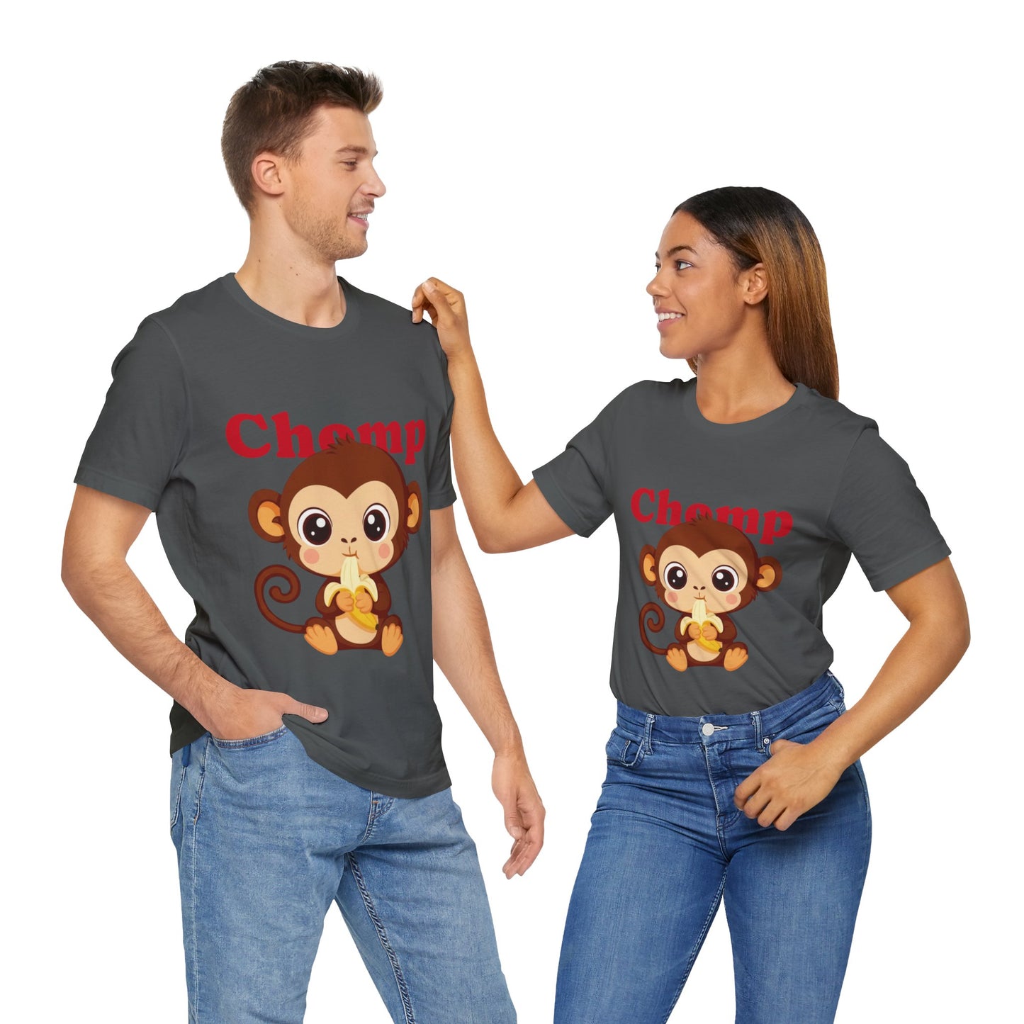 Cute Monkey Tee, Chomp Short Sleeve T-Shirt, Funny Animal Shirt, Unique Gift for Kids, Birthday Outfit, Fun Casual Wear