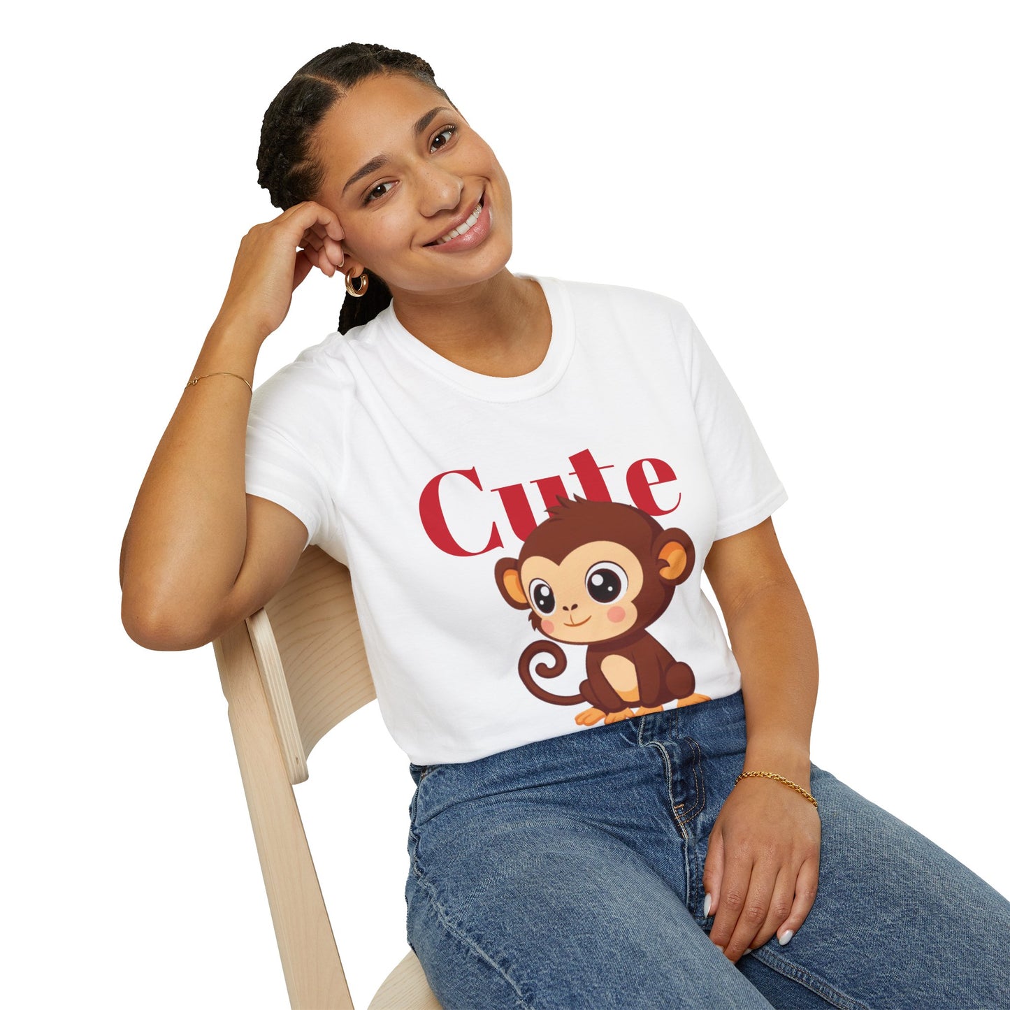 Cute Monkey Unisex T-Shirt, Animal Lover Gift, Fun Casual Wear, Kids Birthday Shirt, Playful Graphic Tee