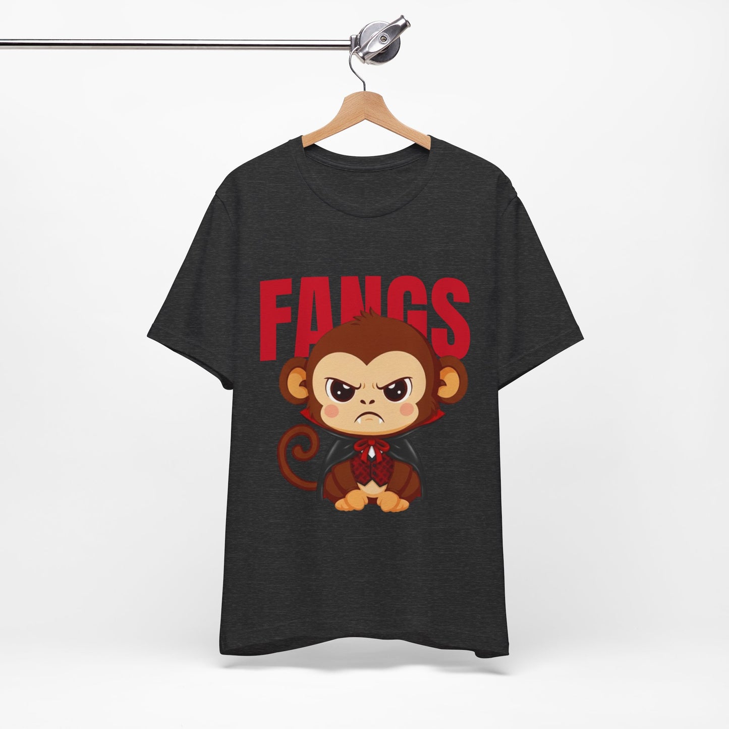 'Fangs' Monkey - Halloween T-Shirt - Fun Graphic T-Shirt, Halloween Costume, Gift for Kids, Animal Lover Apparel, Casual Wear