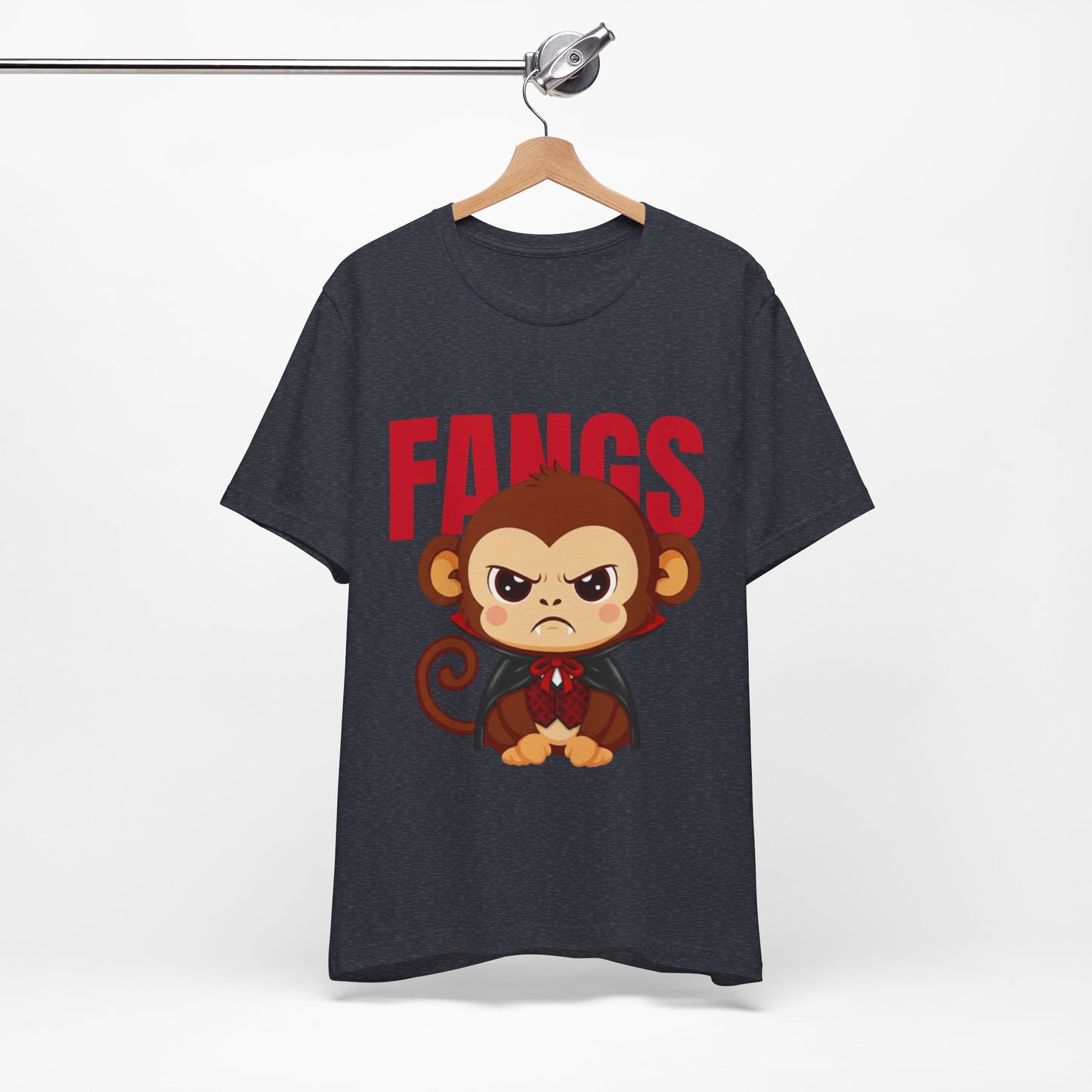'Fangs' Monkey - Halloween T-Shirt - Fun Graphic T-Shirt, Halloween Costume, Gift for Kids, Animal Lover Apparel, Casual Wear