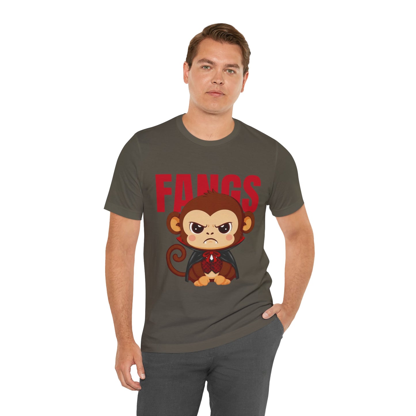 'Fangs' Monkey - Halloween T-Shirt - Fun Graphic T-Shirt, Halloween Costume, Gift for Kids, Animal Lover Apparel, Casual Wear