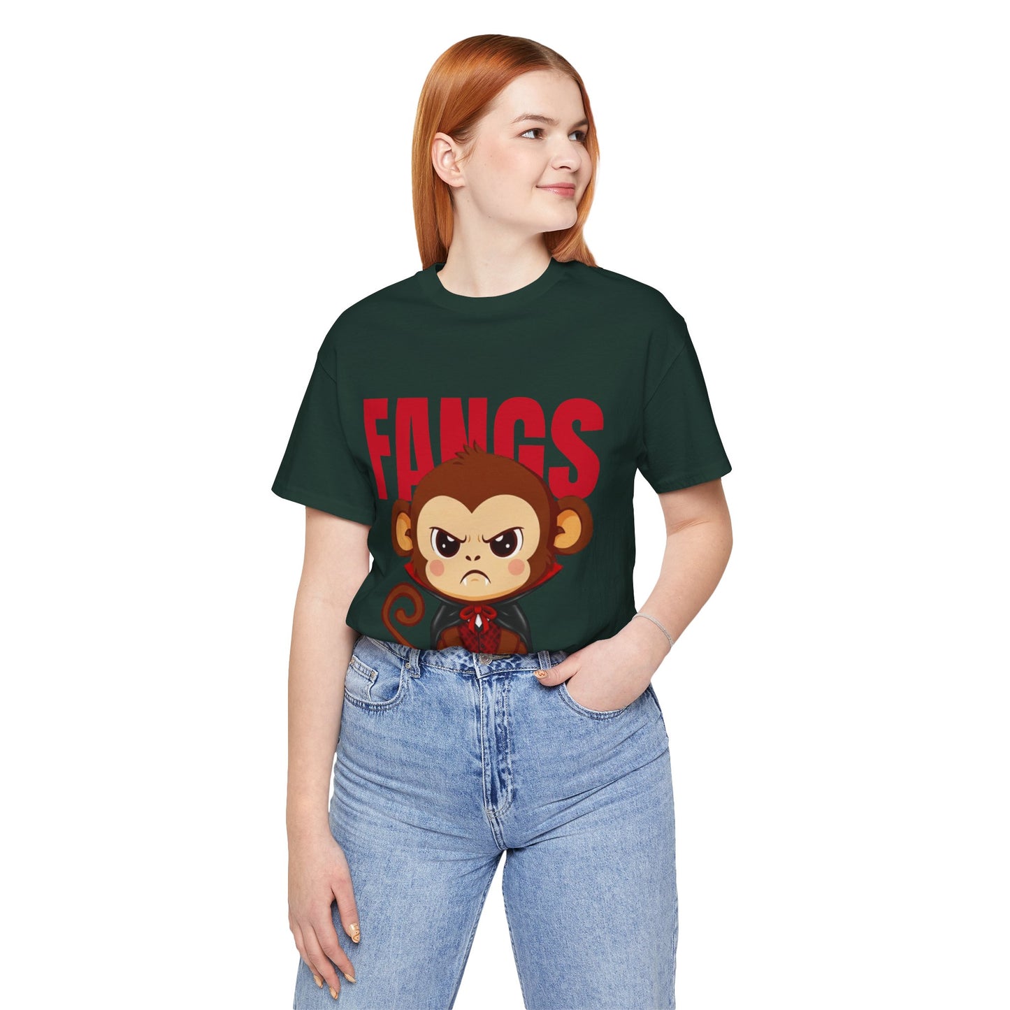 'Fangs' Monkey - Halloween T-Shirt - Fun Graphic T-Shirt, Halloween Costume, Gift for Kids, Animal Lover Apparel, Casual Wear