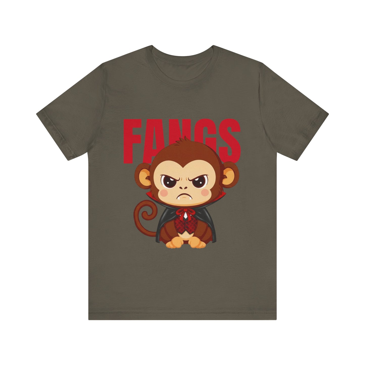 'Fangs' Monkey - Halloween T-Shirt - Fun Graphic T-Shirt, Halloween Costume, Gift for Kids, Animal Lover Apparel, Casual Wear