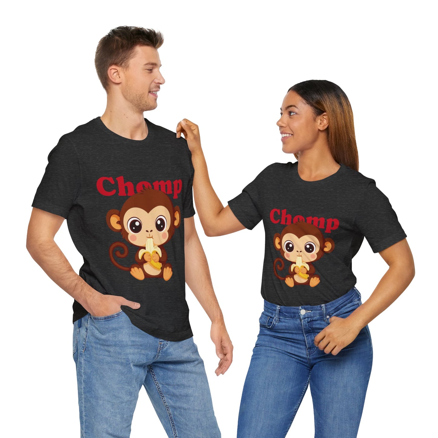 Cute Monkey Tee, Chomp Short Sleeve T-Shirt, Funny Animal Shirt, Unique Gift for Kids, Birthday Outfit, Fun Casual Wear