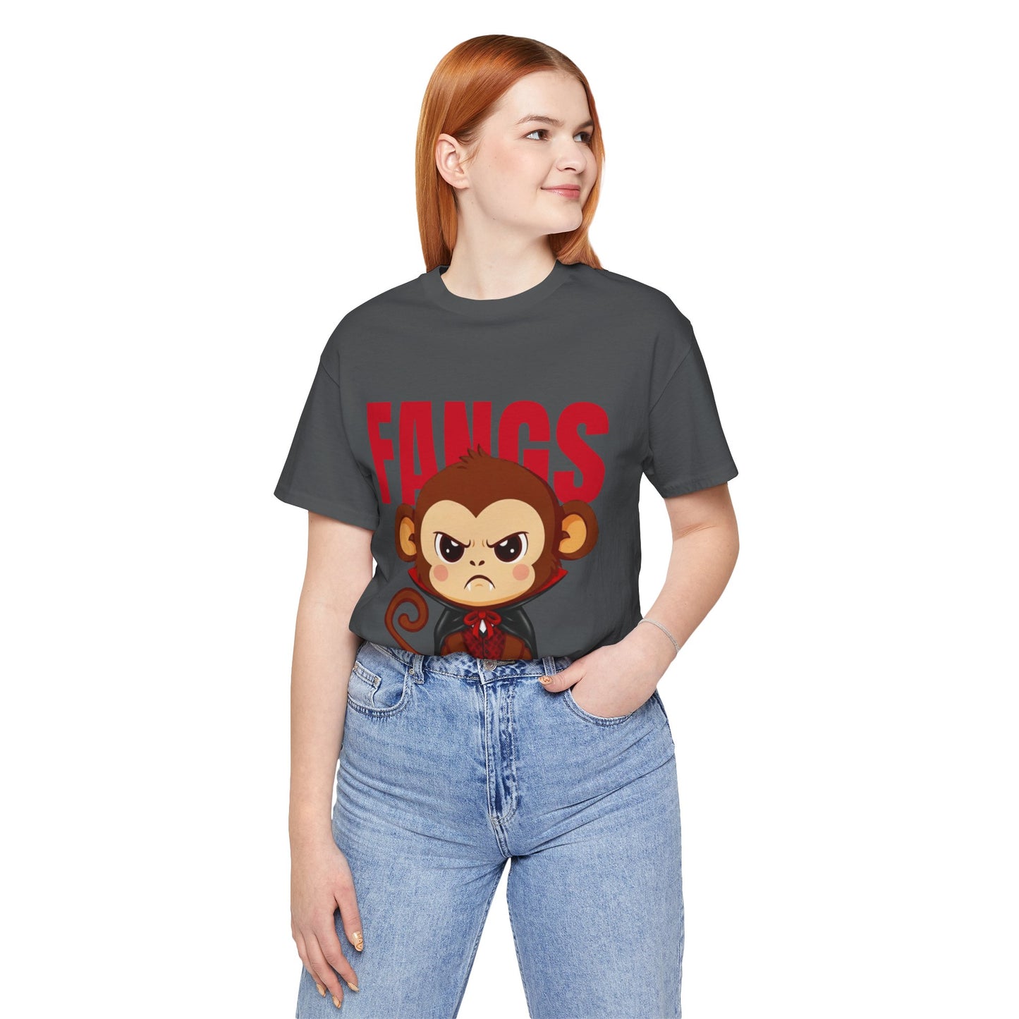 'Fangs' Monkey - Halloween T-Shirt - Fun Graphic T-Shirt, Halloween Costume, Gift for Kids, Animal Lover Apparel, Casual Wear