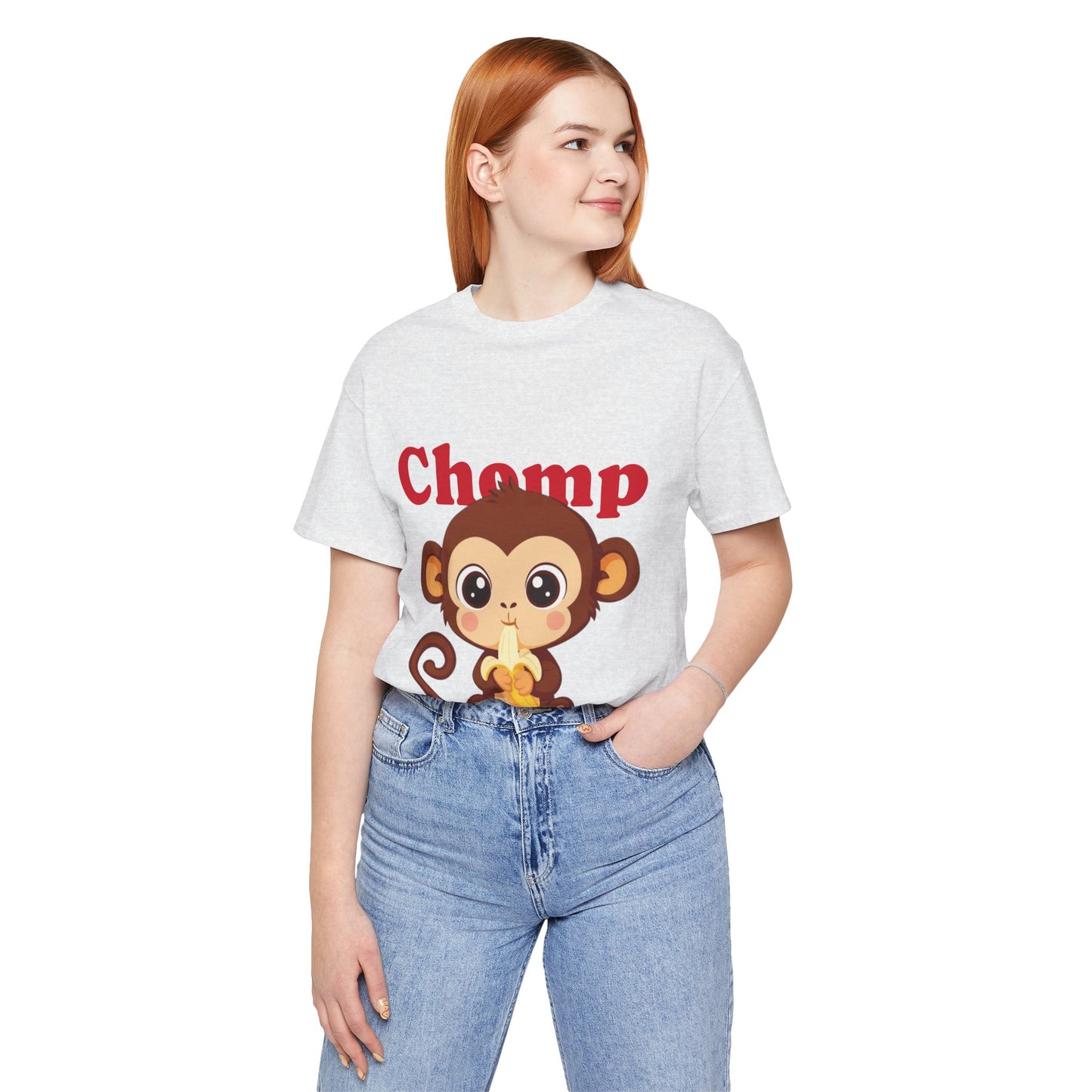 Cute Monkey Tee, Chomp Short Sleeve T-Shirt, Funny Animal Shirt, Unique Gift for Kids, Birthday Outfit, Fun Casual Wear