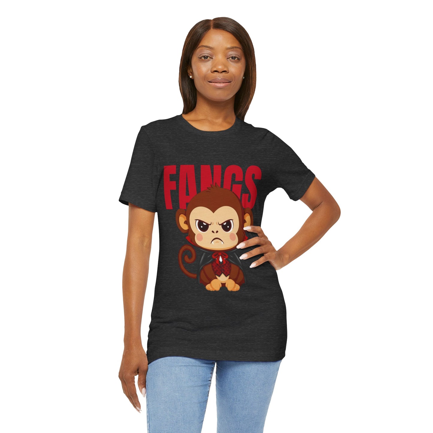 'Fangs' Monkey - Halloween T-Shirt - Fun Graphic T-Shirt, Halloween Costume, Gift for Kids, Animal Lover Apparel, Casual Wear