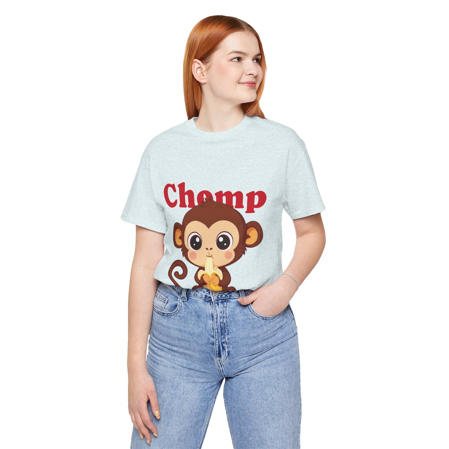 Cute Monkey Tee, Chomp Short Sleeve T-Shirt, Funny Animal Shirt, Unique Gift for Kids, Birthday Outfit, Fun Casual Wear