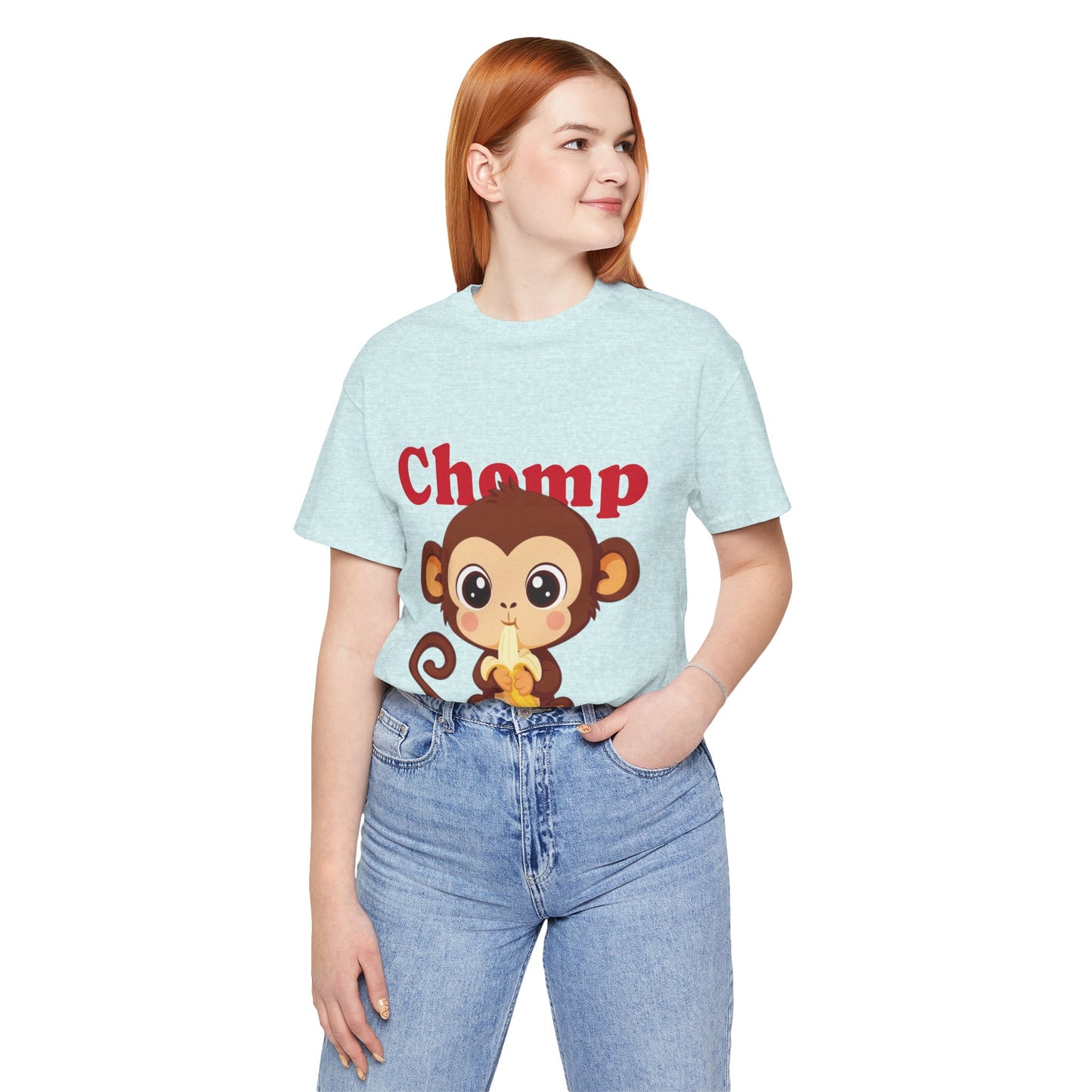Cute Monkey Tee, Chomp Short Sleeve T-Shirt, Funny Animal Shirt, Unique Gift for Kids, Birthday Outfit, Fun Casual Wear