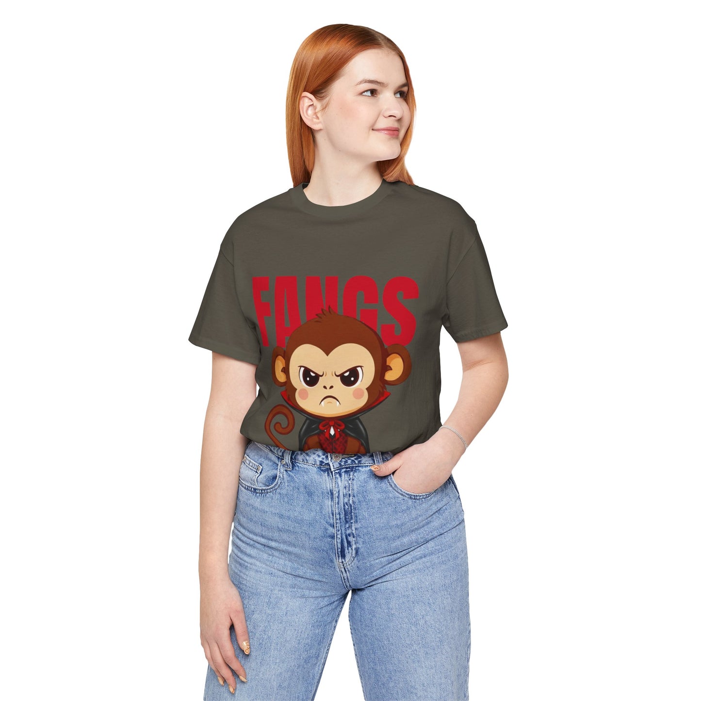 'Fangs' Monkey - Halloween T-Shirt - Fun Graphic T-Shirt, Halloween Costume, Gift for Kids, Animal Lover Apparel, Casual Wear
