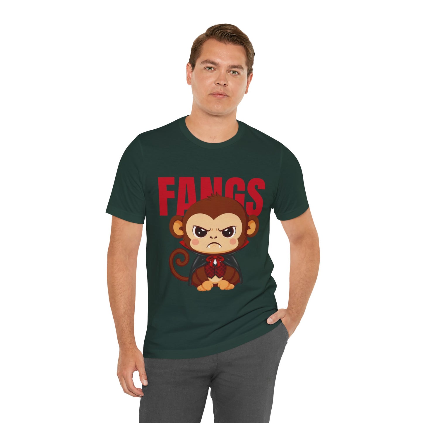 'Fangs' Monkey - Halloween T-Shirt - Fun Graphic T-Shirt, Halloween Costume, Gift for Kids, Animal Lover Apparel, Casual Wear