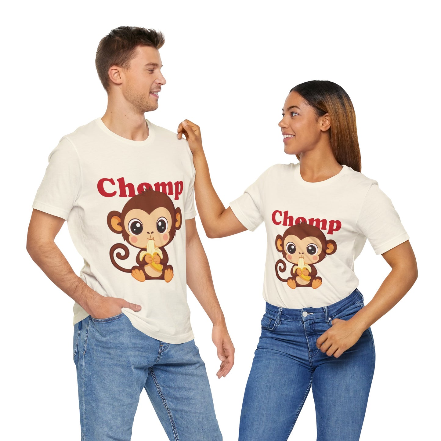 Cute Monkey Tee, Chomp Short Sleeve T-Shirt, Funny Animal Shirt, Unique Gift for Kids, Birthday Outfit, Fun Casual Wear