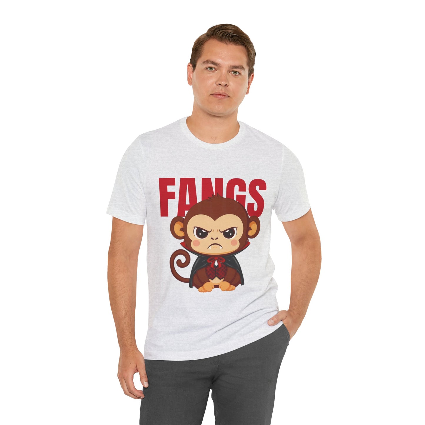 'Fangs' Monkey - Halloween T-Shirt - Fun Graphic T-Shirt, Halloween Costume, Gift for Kids, Animal Lover Apparel, Casual Wear