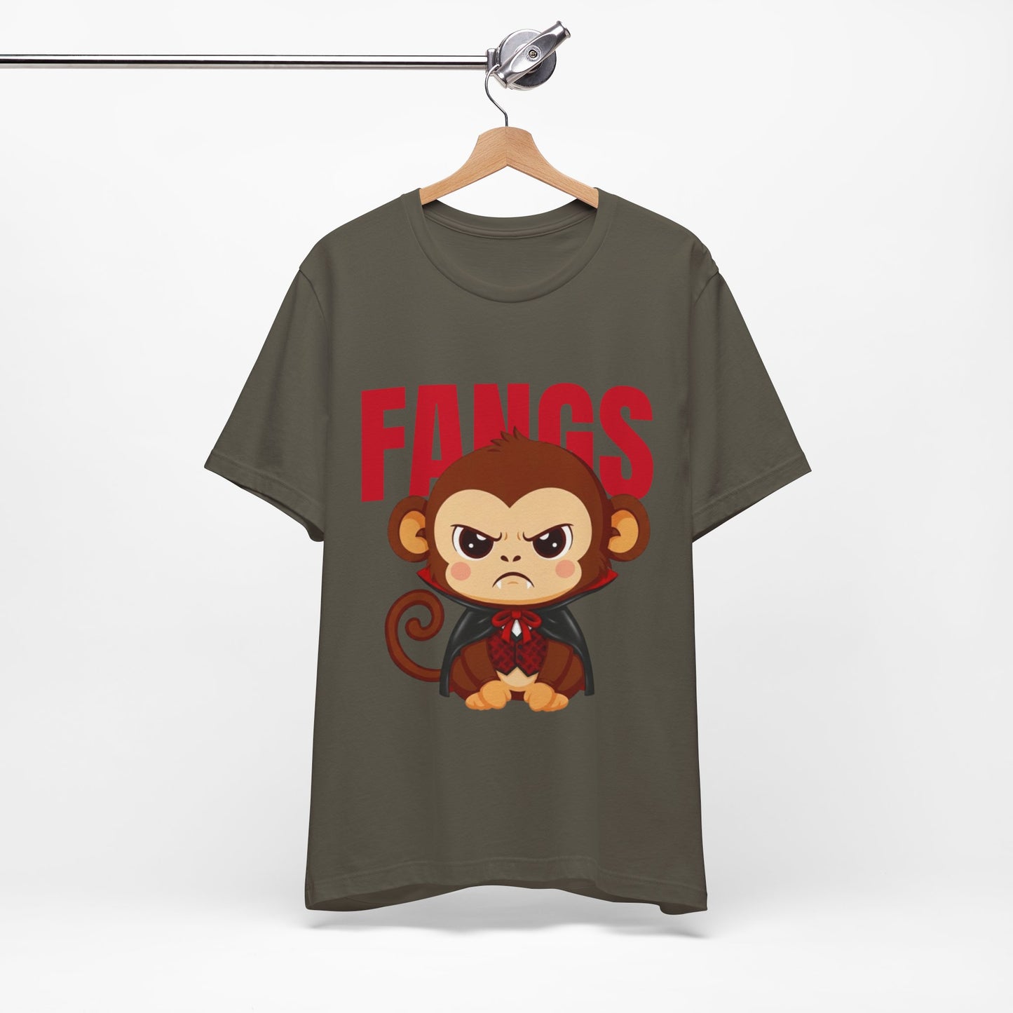 'Fangs' Monkey - Halloween T-Shirt - Fun Graphic T-Shirt, Halloween Costume, Gift for Kids, Animal Lover Apparel, Casual Wear