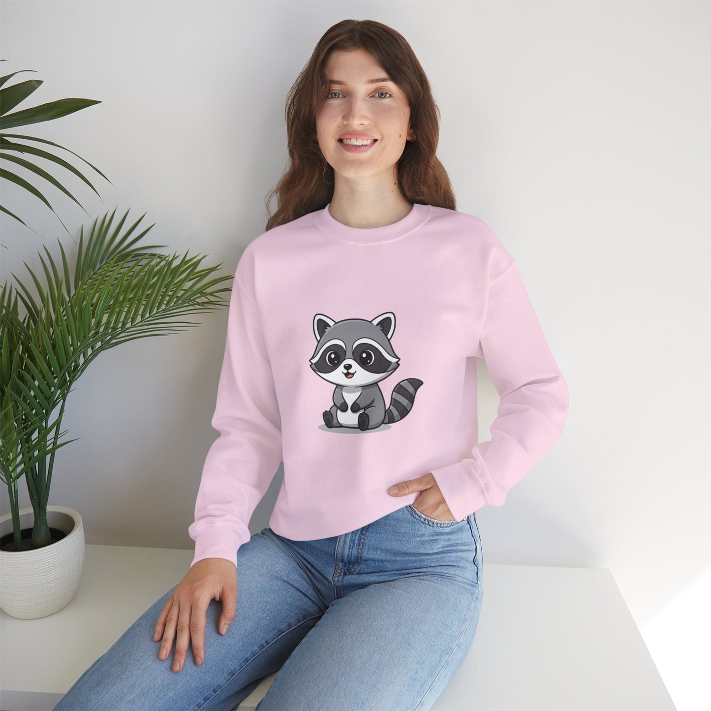 Cute Raccoon Crewneck Sweatshirt, Cozy Unisex Pullover, Animal Lover Gift, Soft Fall Graphic Sweatshirt