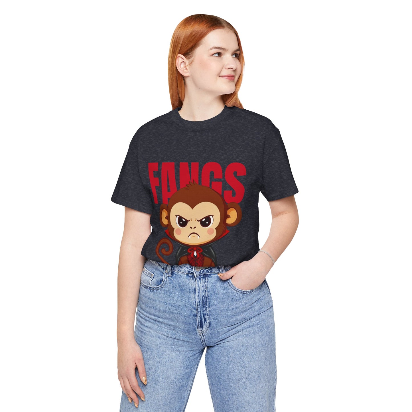 'Fangs' Monkey - Halloween T-Shirt - Fun Graphic T-Shirt, Halloween Costume, Gift for Kids, Animal Lover Apparel, Casual Wear