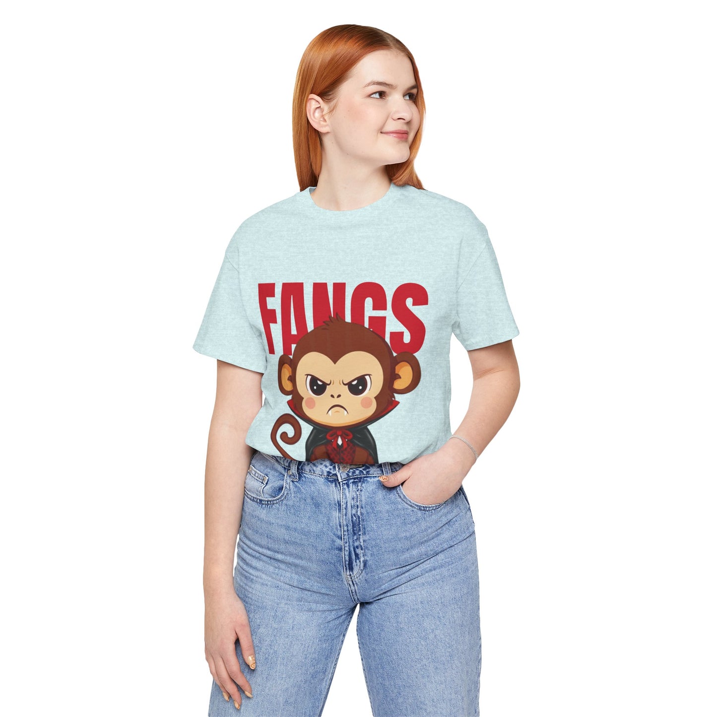 'Fangs' Monkey - Halloween T-Shirt - Fun Graphic T-Shirt, Halloween Costume, Gift for Kids, Animal Lover Apparel, Casual Wear