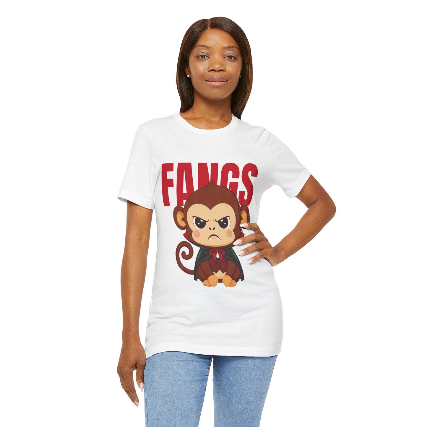 'Fangs' Monkey - Halloween T-Shirt - Fun Graphic T-Shirt, Halloween Costume, Gift for Kids, Animal Lover Apparel, Casual Wear