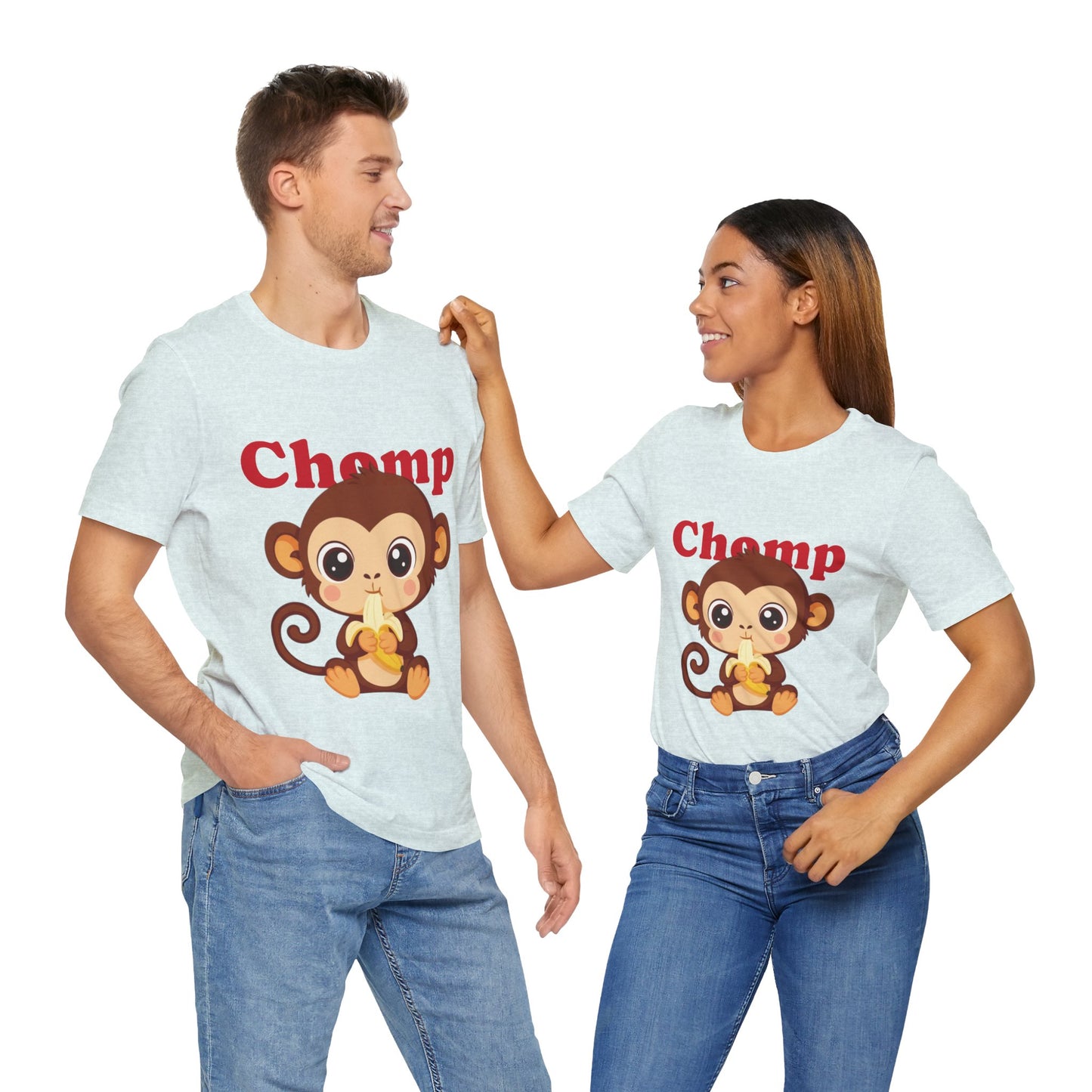 Cute Monkey Tee, Chomp Short Sleeve T-Shirt, Funny Animal Shirt, Unique Gift for Kids, Birthday Outfit, Fun Casual Wear