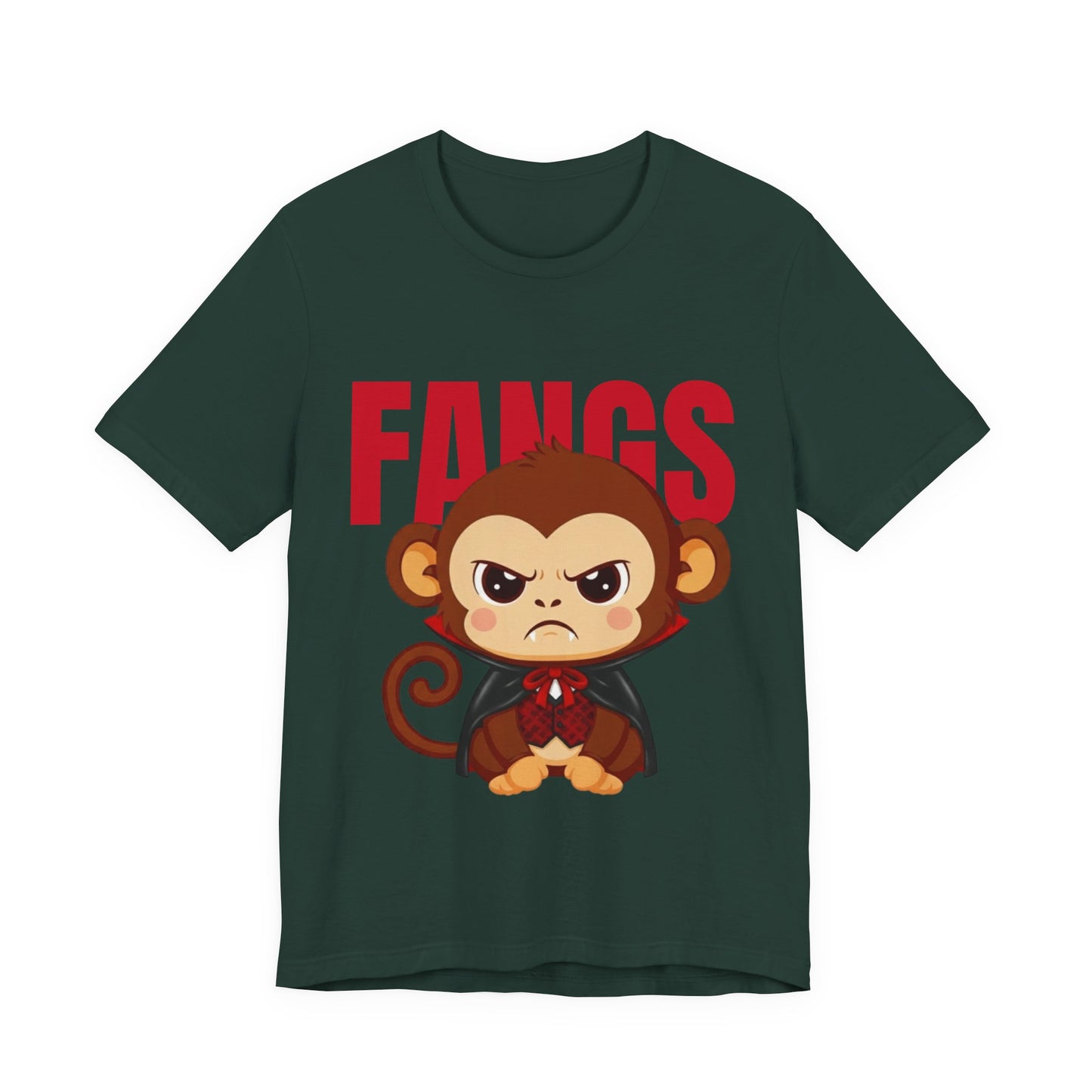 'Fangs' Monkey - Halloween T-Shirt - Fun Graphic T-Shirt, Halloween Costume, Gift for Kids, Animal Lover Apparel, Casual Wear