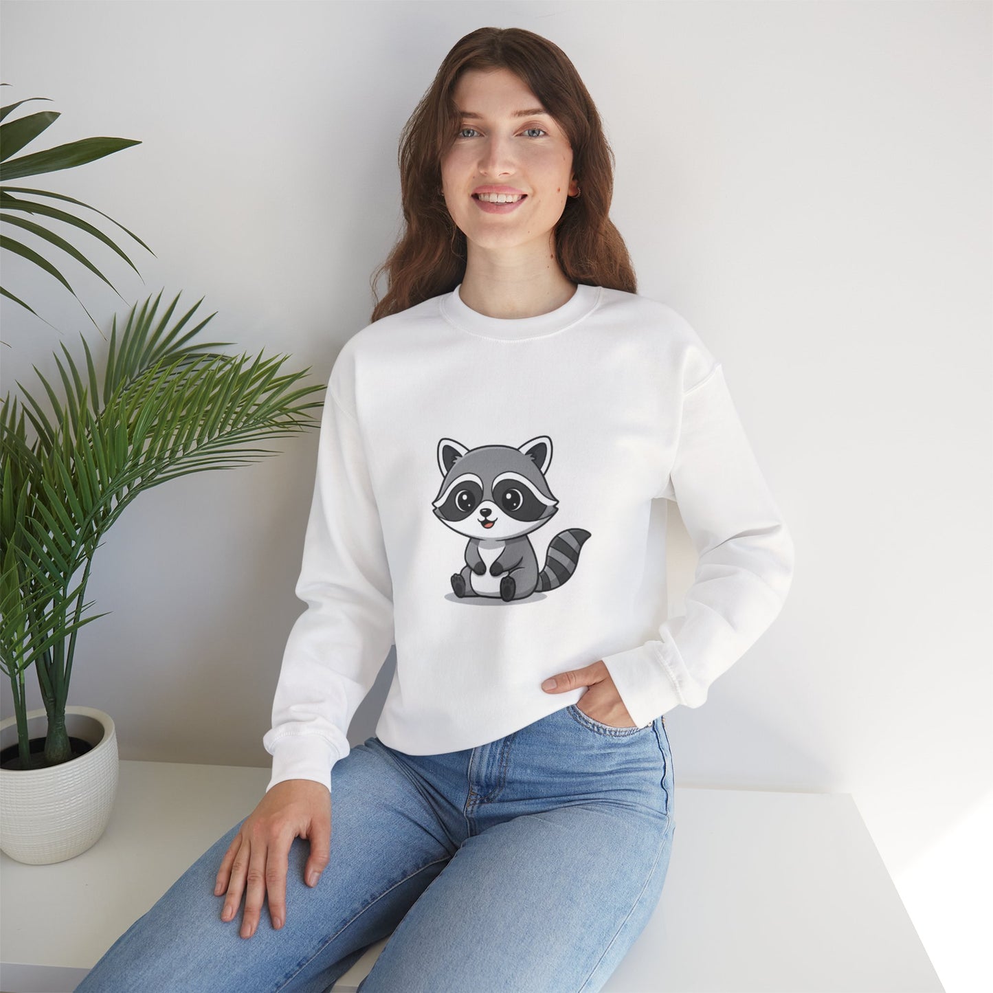 Cute Raccoon Crewneck Sweatshirt, Cozy Unisex Pullover, Animal Lover Gift, Soft Fall Graphic Sweatshirt