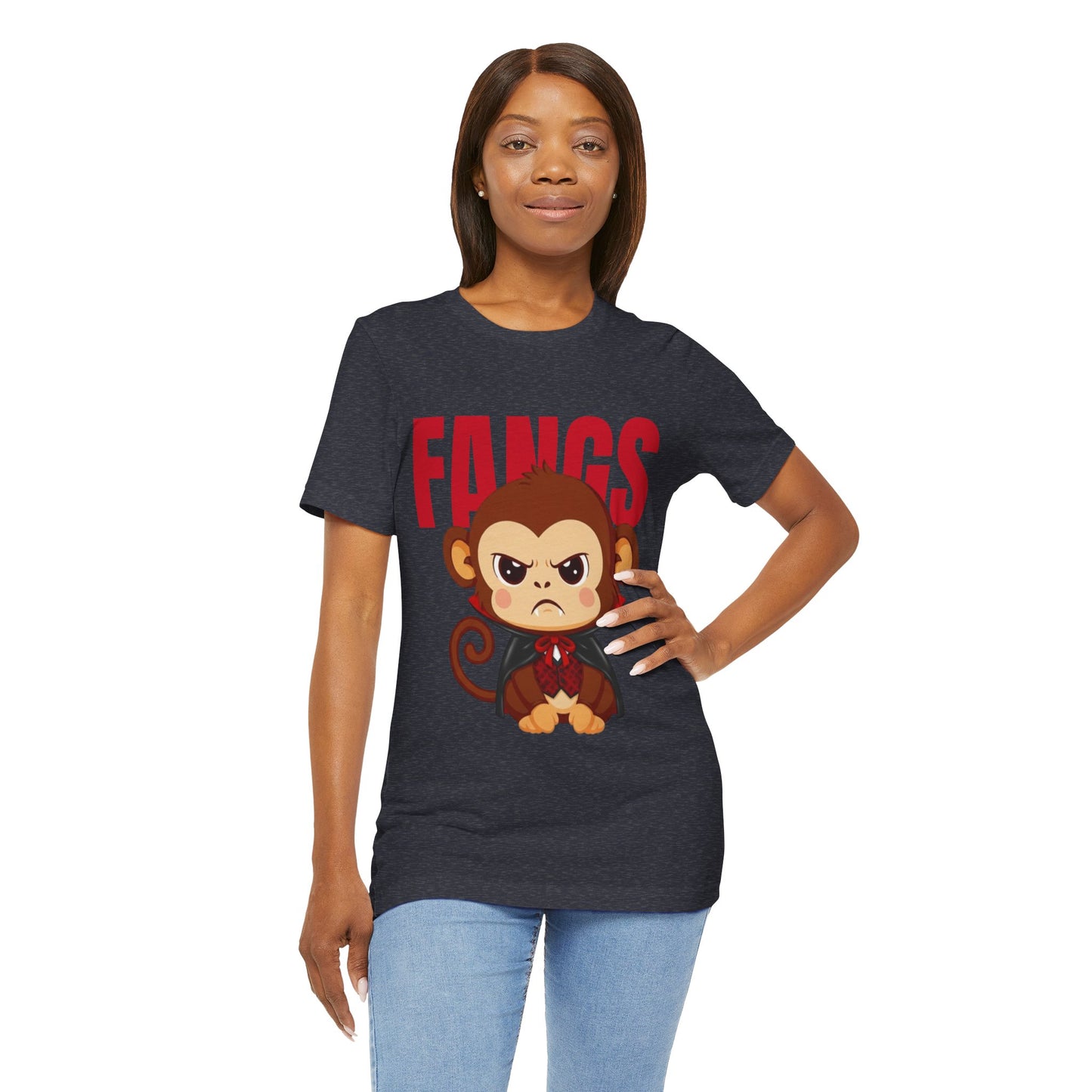'Fangs' Monkey - Halloween T-Shirt - Fun Graphic T-Shirt, Halloween Costume, Gift for Kids, Animal Lover Apparel, Casual Wear