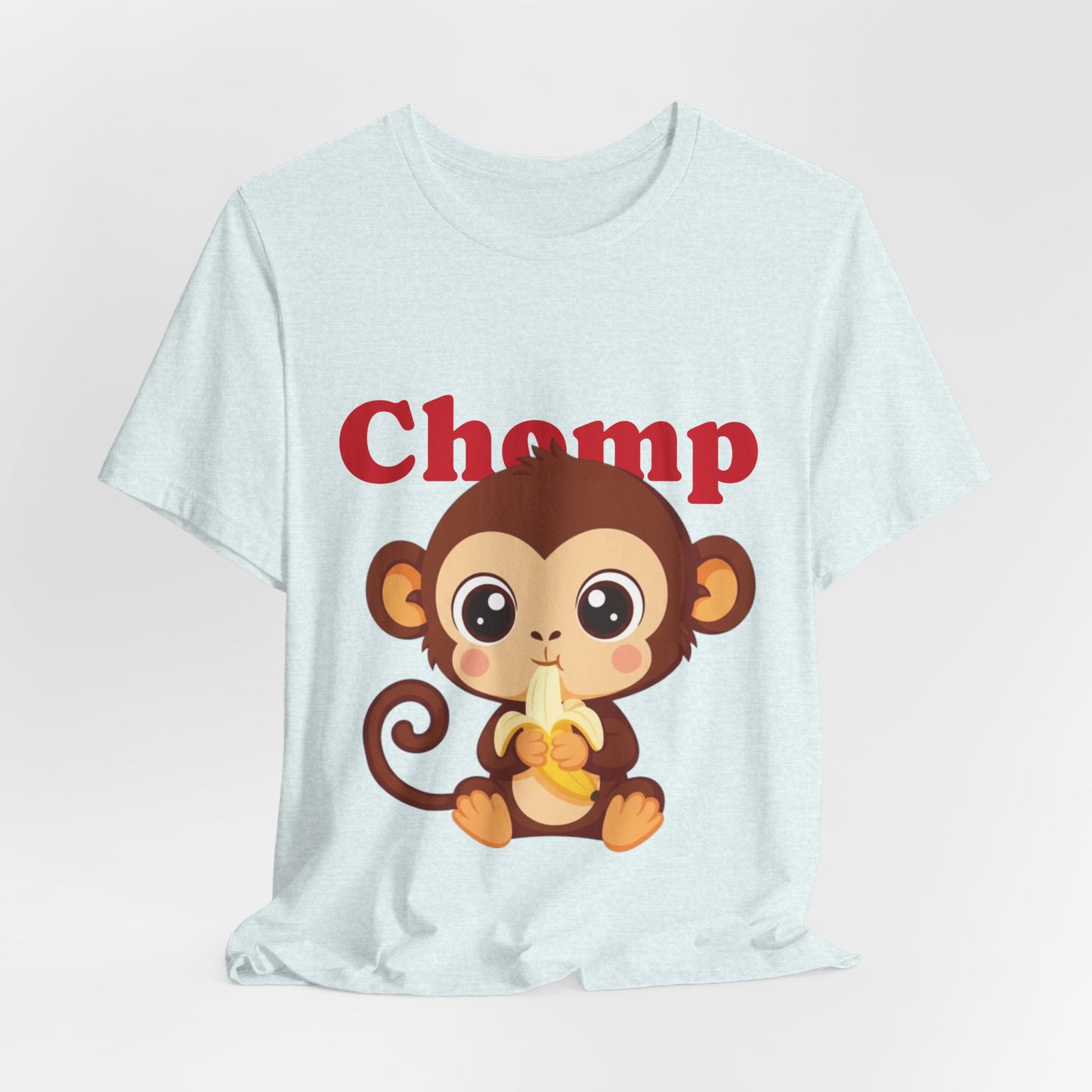 Cute Monkey Tee, Chomp Short Sleeve T-Shirt, Funny Animal Shirt, Unique Gift for Kids, Birthday Outfit, Fun Casual Wear