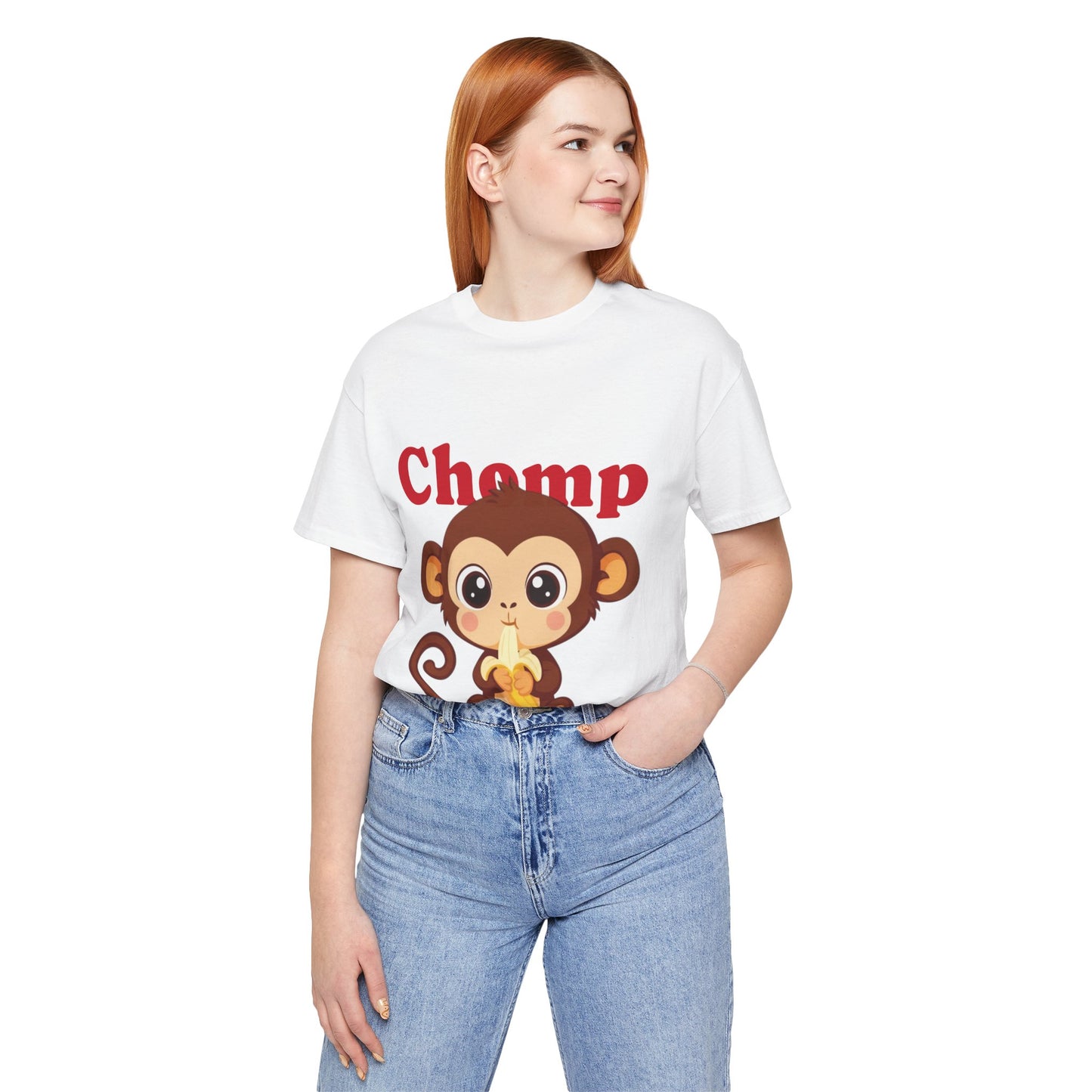 Cute Monkey Tee, Chomp Short Sleeve T-Shirt, Funny Animal Shirt, Unique Gift for Kids, Birthday Outfit, Fun Casual Wear