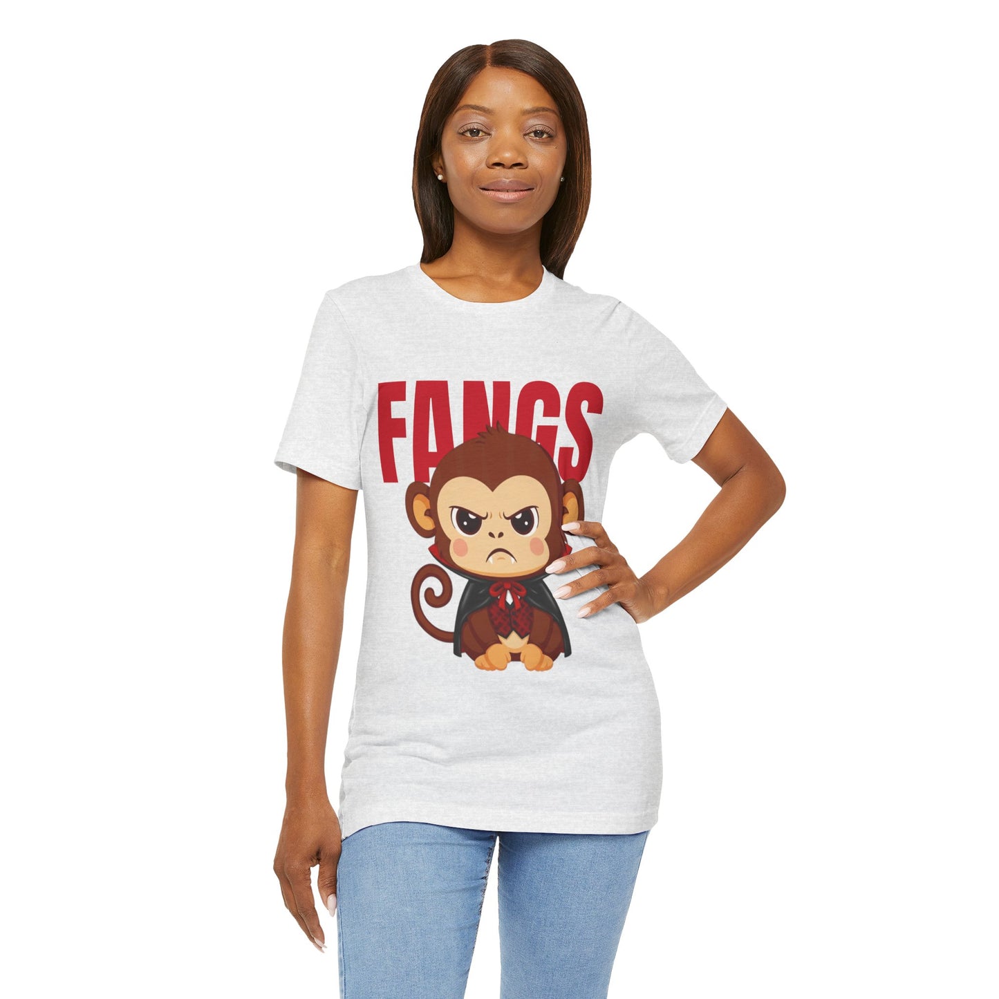 'Fangs' Monkey - Halloween T-Shirt - Fun Graphic T-Shirt, Halloween Costume, Gift for Kids, Animal Lover Apparel, Casual Wear