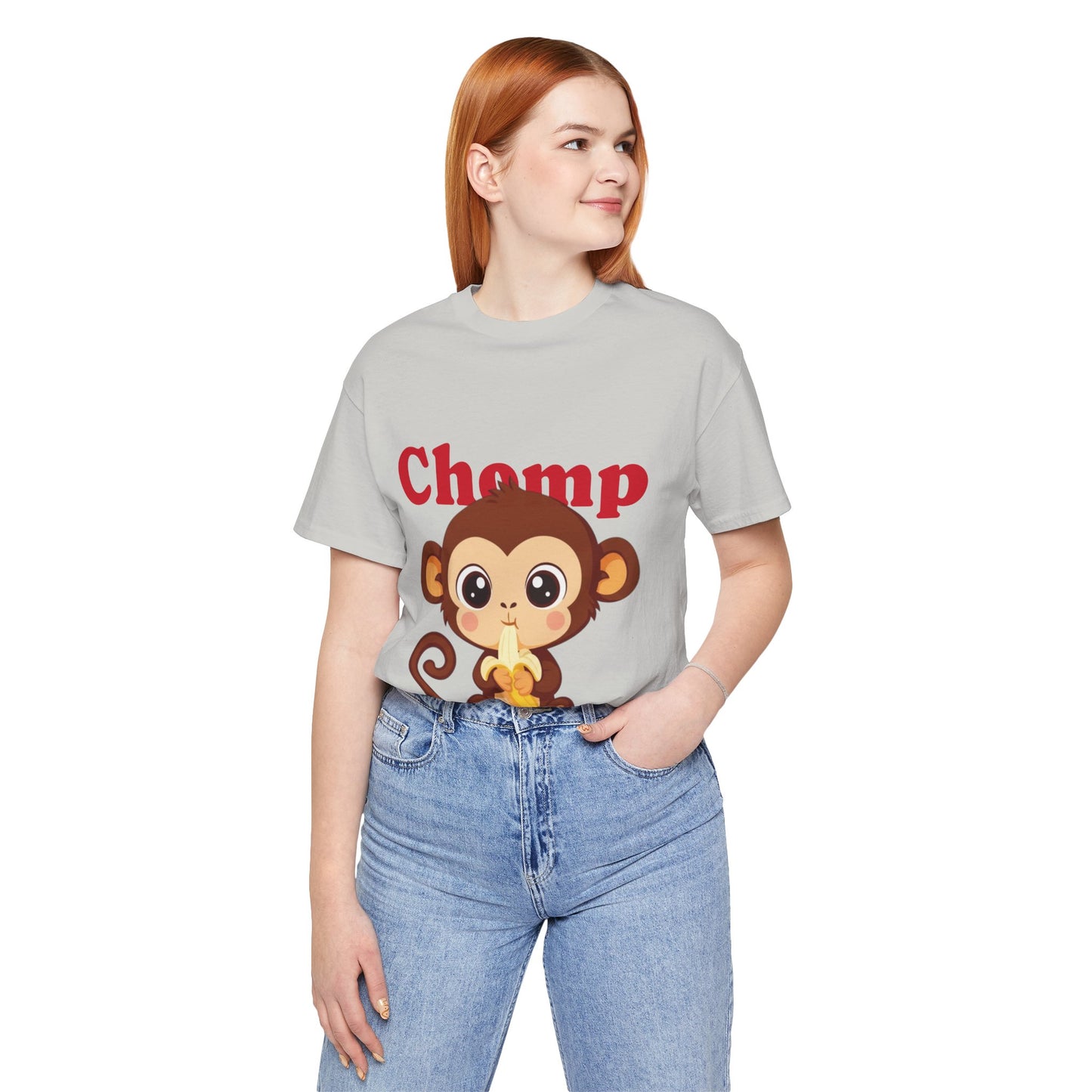 Cute Monkey Tee, Chomp Short Sleeve T-Shirt, Funny Animal Shirt, Unique Gift for Kids, Birthday Outfit, Fun Casual Wear