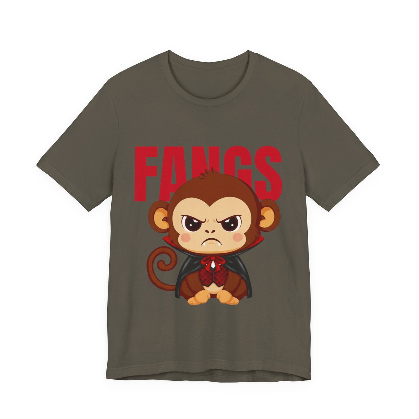 'Fangs' Monkey - Halloween T-Shirt - Fun Graphic T-Shirt, Halloween Costume, Gift for Kids, Animal Lover Apparel, Casual Wear