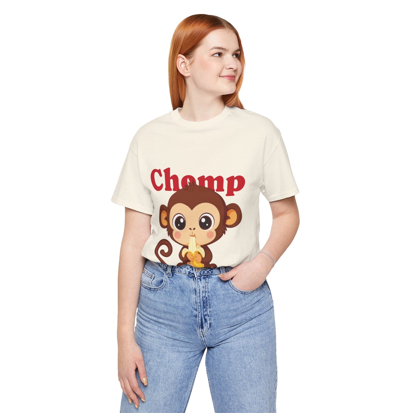 Cute Monkey Tee, Chomp Short Sleeve T-Shirt, Funny Animal Shirt, Unique Gift for Kids, Birthday Outfit, Fun Casual Wear