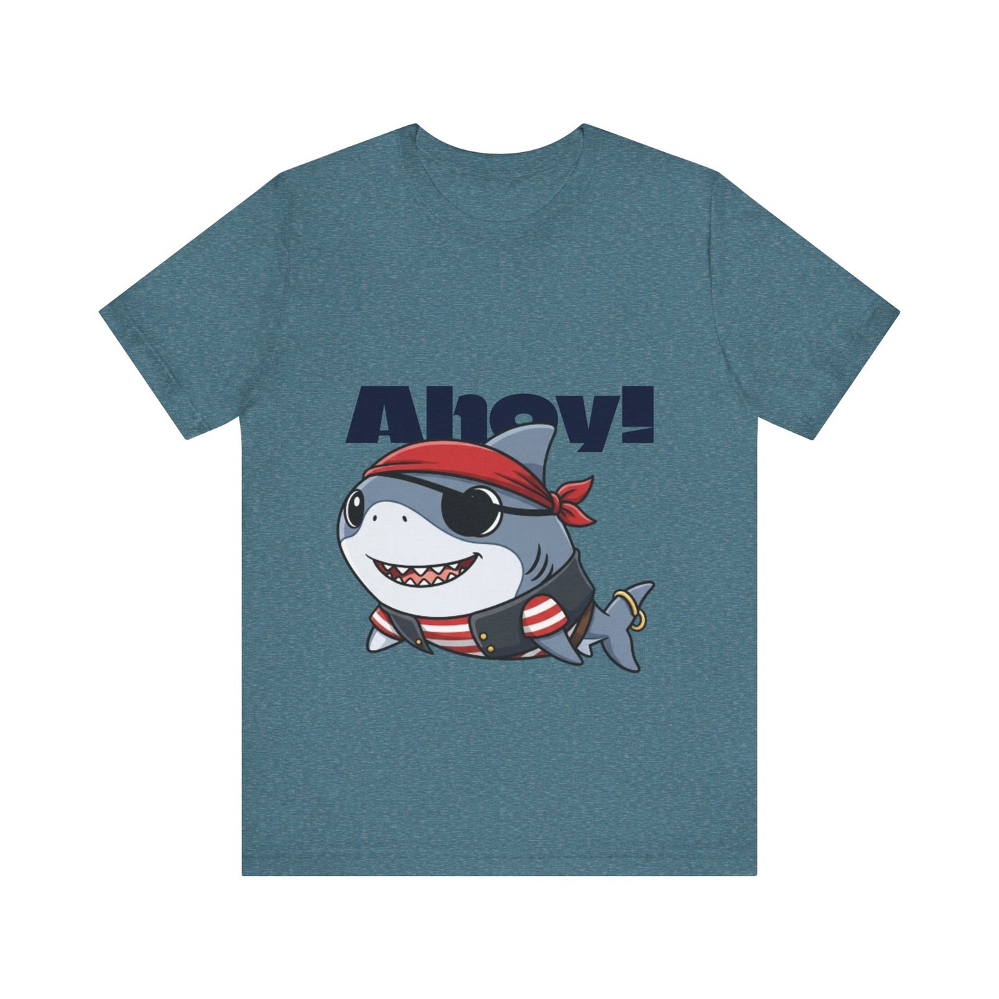 Pirate Shark Tee: Fun Unisex Jersey Short Sleeve Tee for Kids & Adults, Beachwear, Summer Fun, Gift for Sea Lovers, Ahoy!