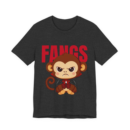'Fangs' Monkey - Halloween T-Shirt - Fun Graphic T-Shirt, Halloween Costume, Gift for Kids, Animal Lover Apparel, Casual Wear
