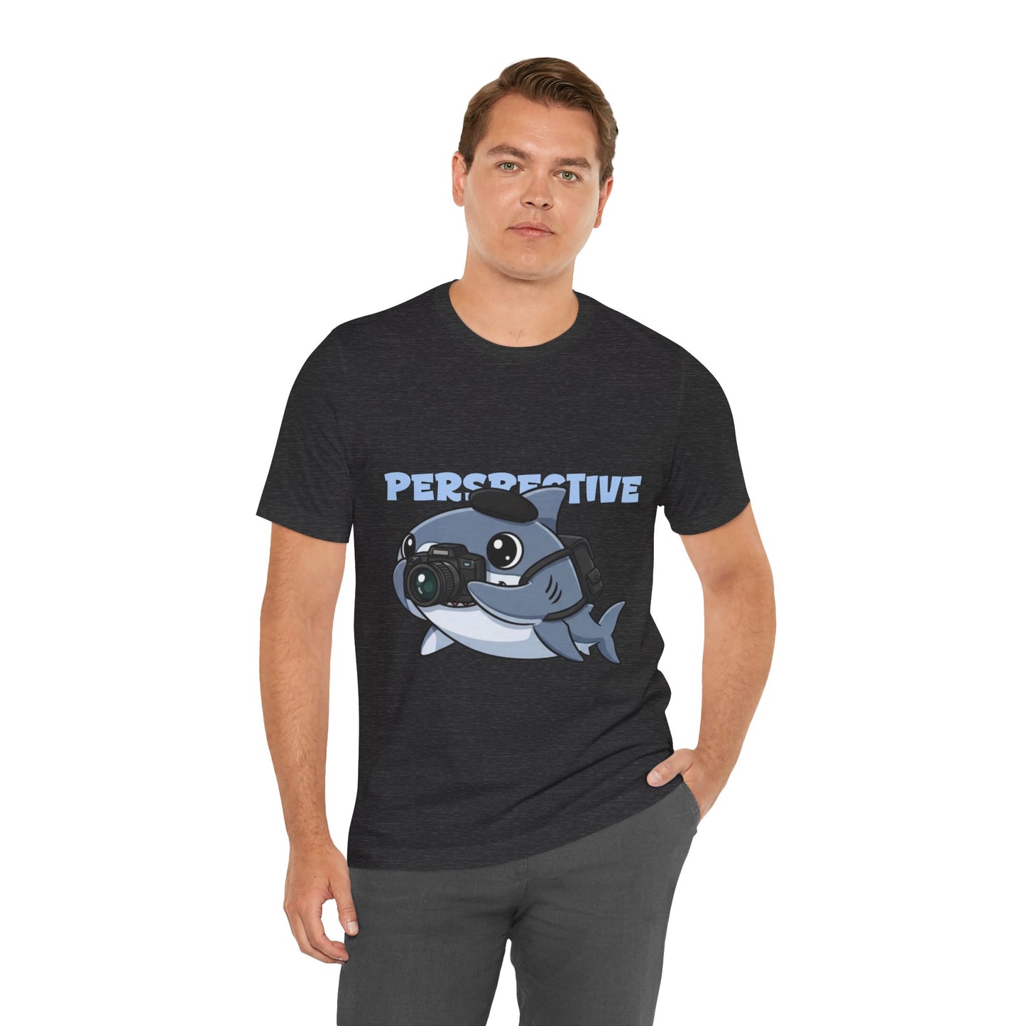 Camera Shark Tee, Fun Graphic T-Shirt for Photographers, Gift for Shark Lovers, Casual Wear, Unique Pet-Themed Apparel